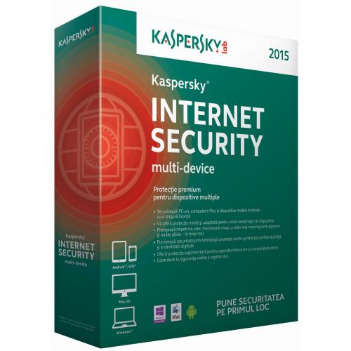 Licenta antivirus retail Kaspersky Internet Security 2015, 3 utilizatori, 1 an, renew, BOX