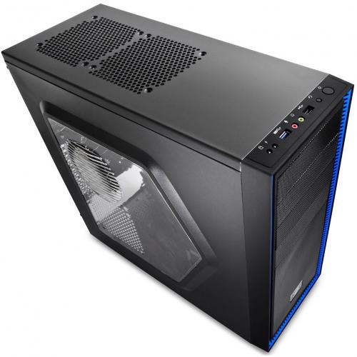 Carcasa DeepCool TESSERACT, fara sursa, otel si plastic negru si albastru, side-window, 1 x 120mm Fan inclus, ATX Mid-Tower