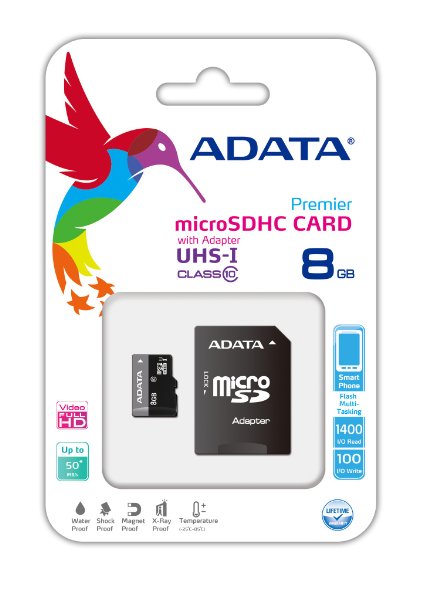 Card de memorie A-data AUSDH8GUICL10-R, 8Gb, Clasa 10 + adaptor SD