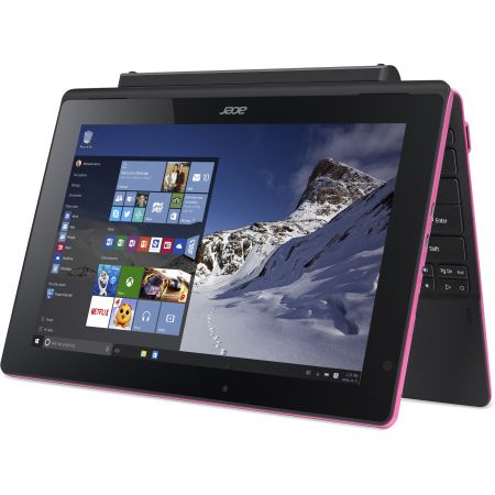 Laptop 2-in-1 Acer Aspire Switch 10 SW3-016, 10.1" Touch, IPS, procesor Intel Atom quad x5-Z8300 1.44GHz, RAM 4GB, HDD 500GB + 64GB eMMC, Windows 10 Home, Pink