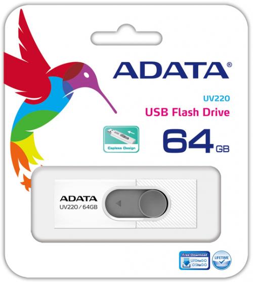 Memorie USB A-data AUV220-64G-RWHGY, 64GB, USB 2.0, White/Gray