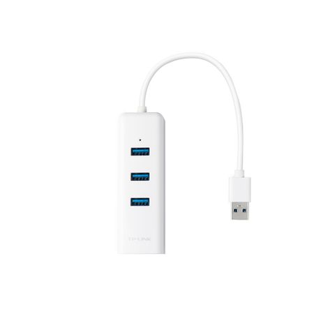 Adaptor Ethernet Gigabit TP-Link UE330, USB 3.0, cu hub 3 porturi USB 3.0 , White