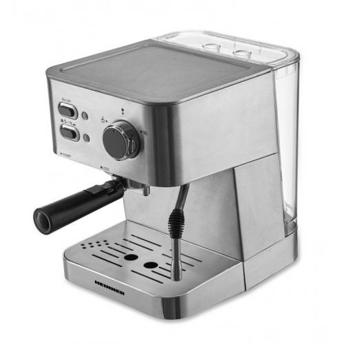 Espressor Heinner HEM-1050SS,1050W, 1.5L, pompa presiune: 20 bar, preparare espresso si spuma de lapte, protectie supraincalzire, valva de siguranta presiune, tavita de scurgere detasabila, Argintiu