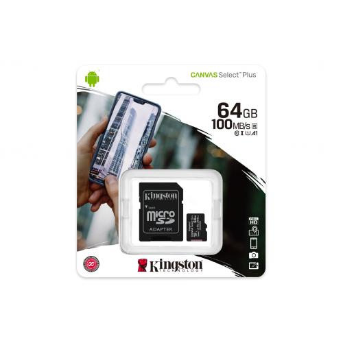 Card de memorie Kingston Canvas Select Plus 100R A1 C10 Single Pack SDCS2/128GBSP, 128GB, Clasa 10 + Single ADP